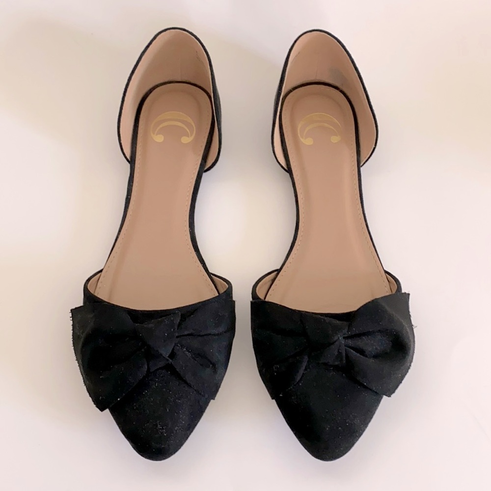 🎉🌟HP🌟🎉Black Suede Bow Tie Flats